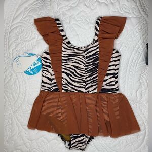NWT Wet Swimwear Zebra Print Ruffle Swimsuit